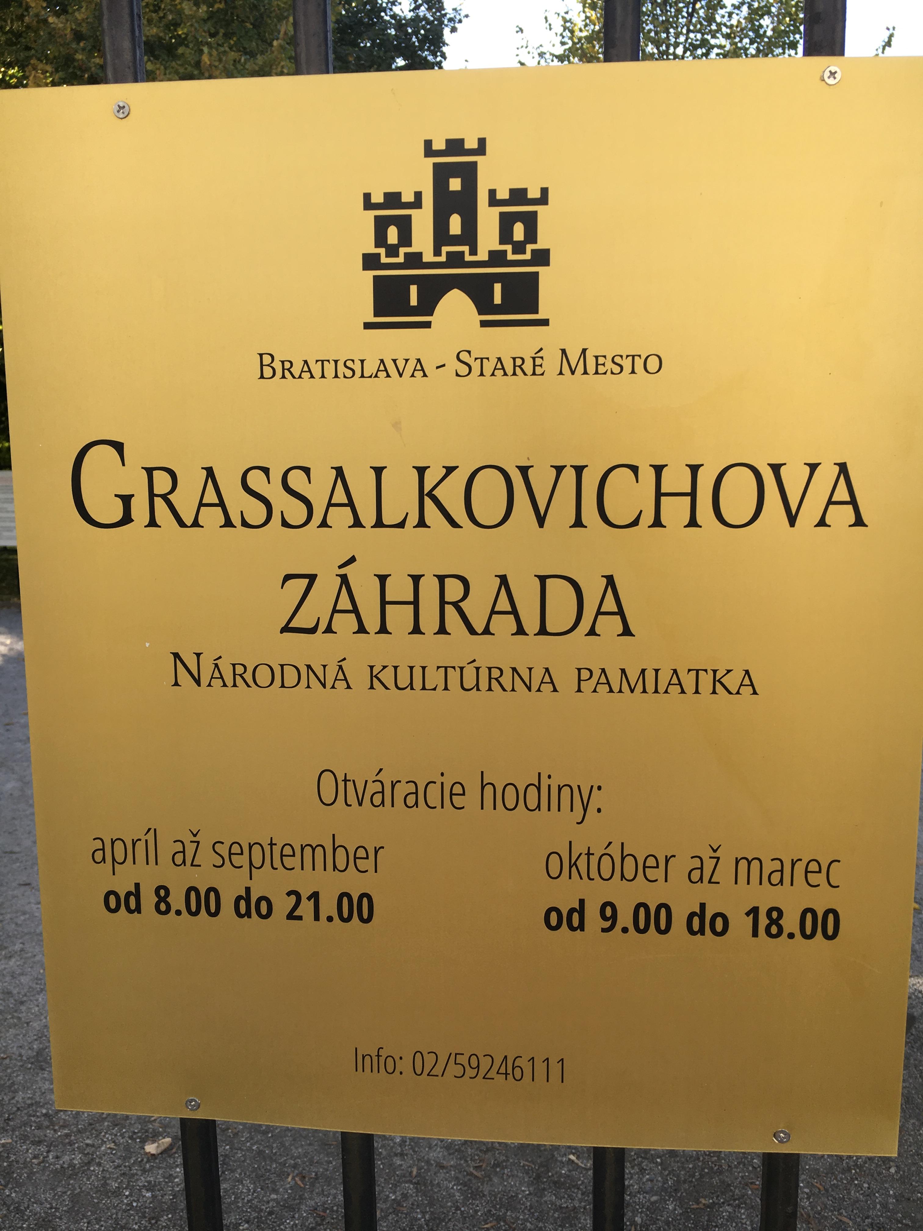 Prezidentská záhrada - otváracie hodiny október, Staré Mesto, Bratislava |  Odkazprestarostu.sk